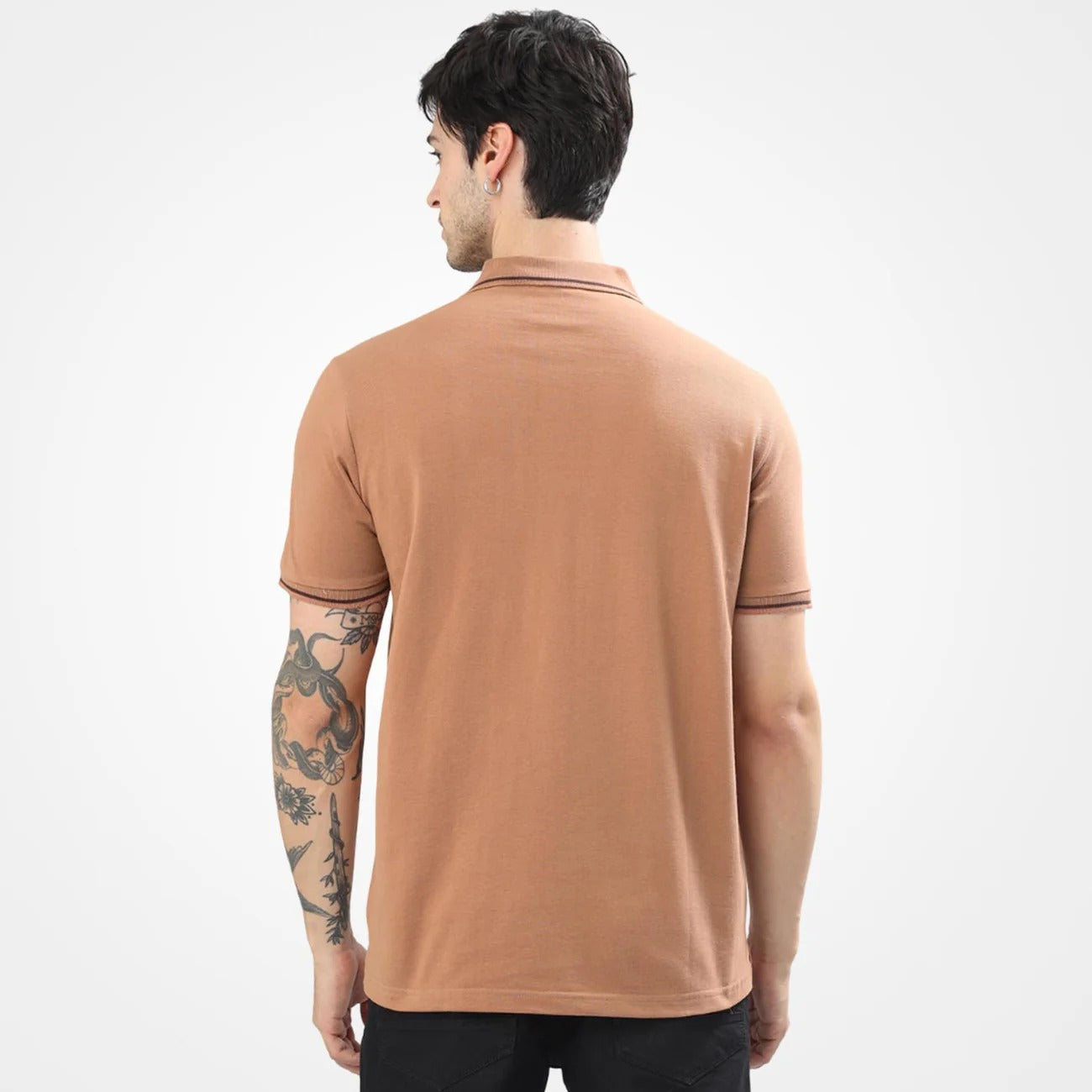 Tistry Men's Premium Mocha Brown Polo T-Shirt | Cotton Blend | Regular Fit | Half Sleeve Casual Polo Tee