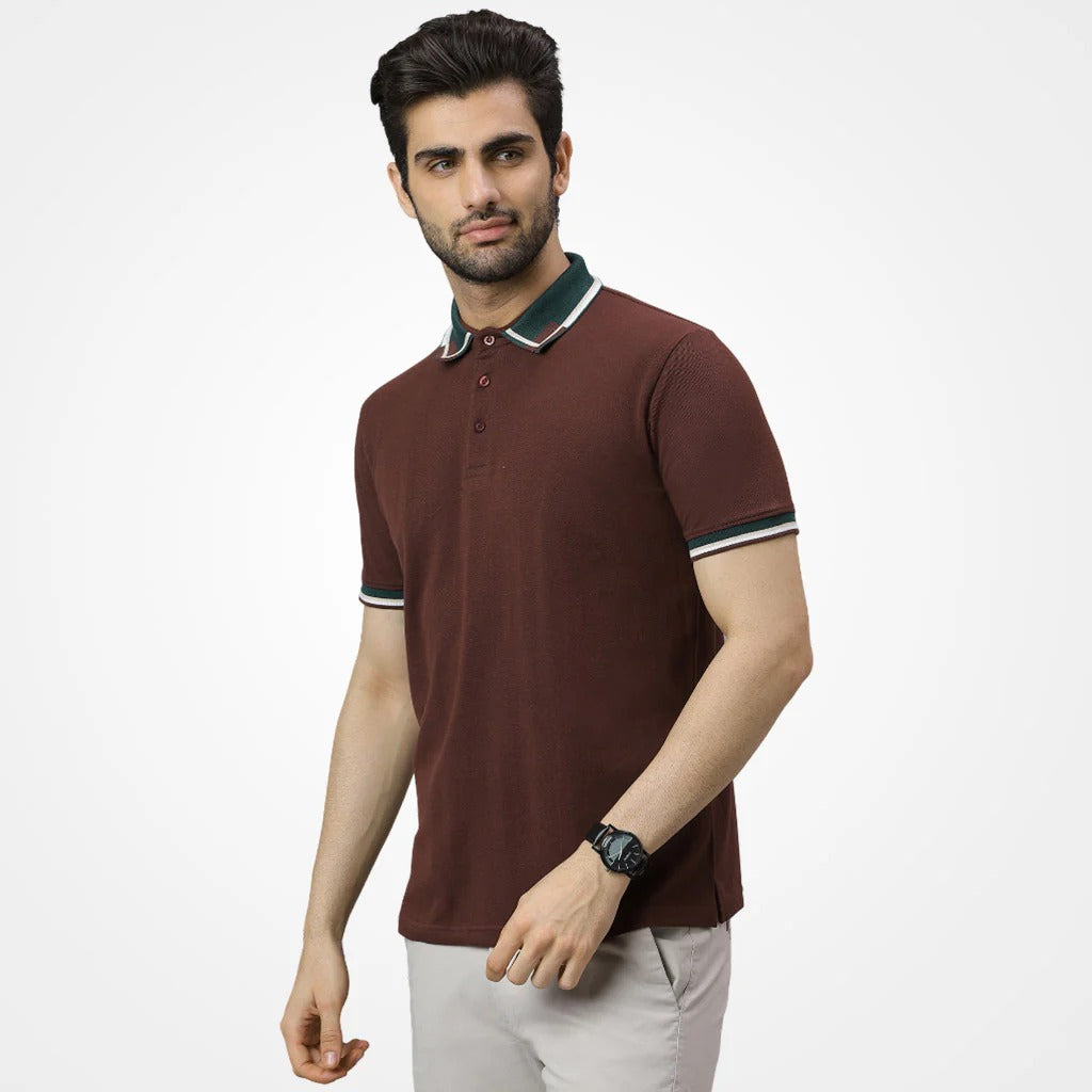 Tistry Men's Premium Jacquard Collar Polo T-Shirt | Cotton Blend | Casual & Smart Fit | Half Sleeve