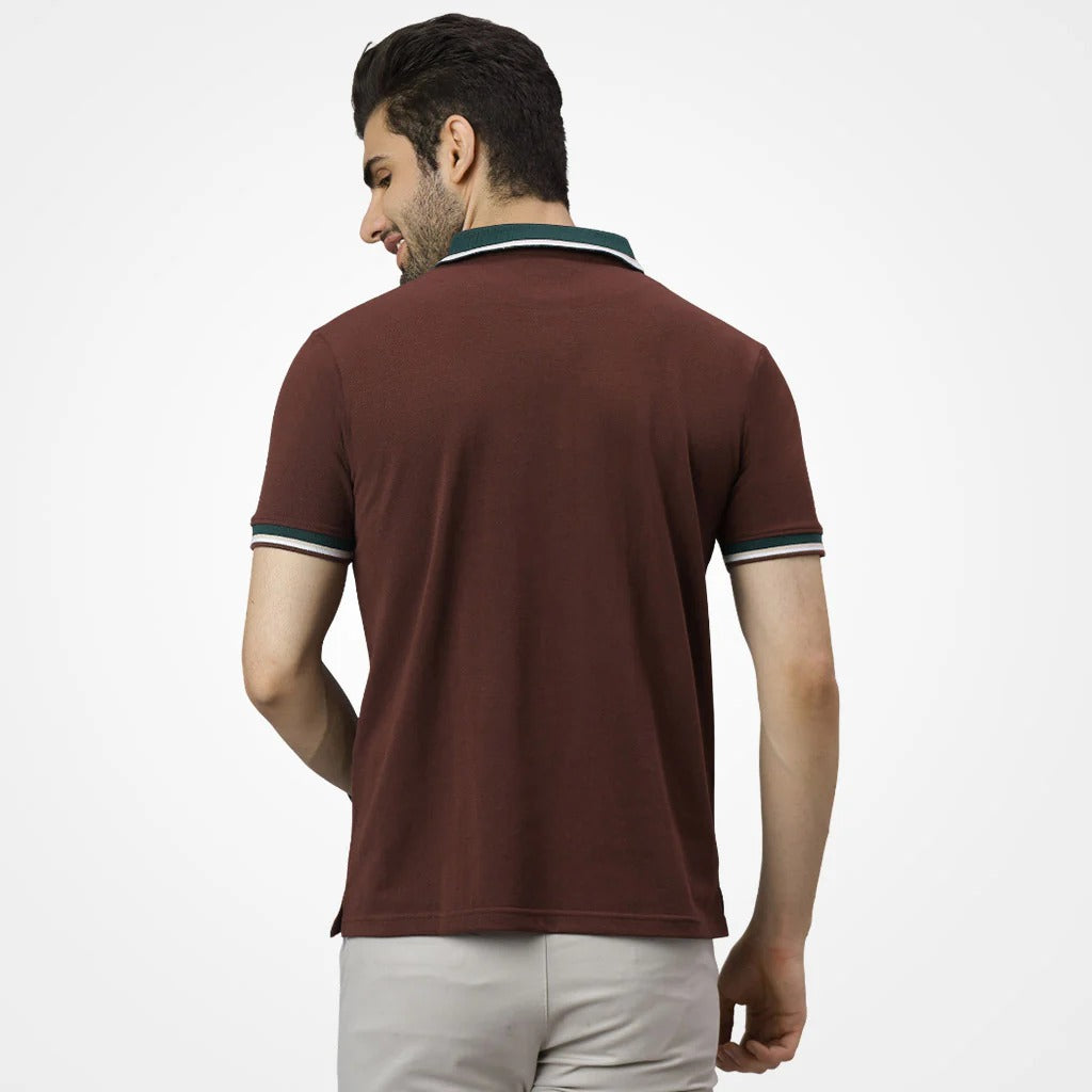 Tistry Men's Premium Jacquard Collar Polo T-Shirt | Cotton Blend | Casual & Smart Fit | Half Sleeve