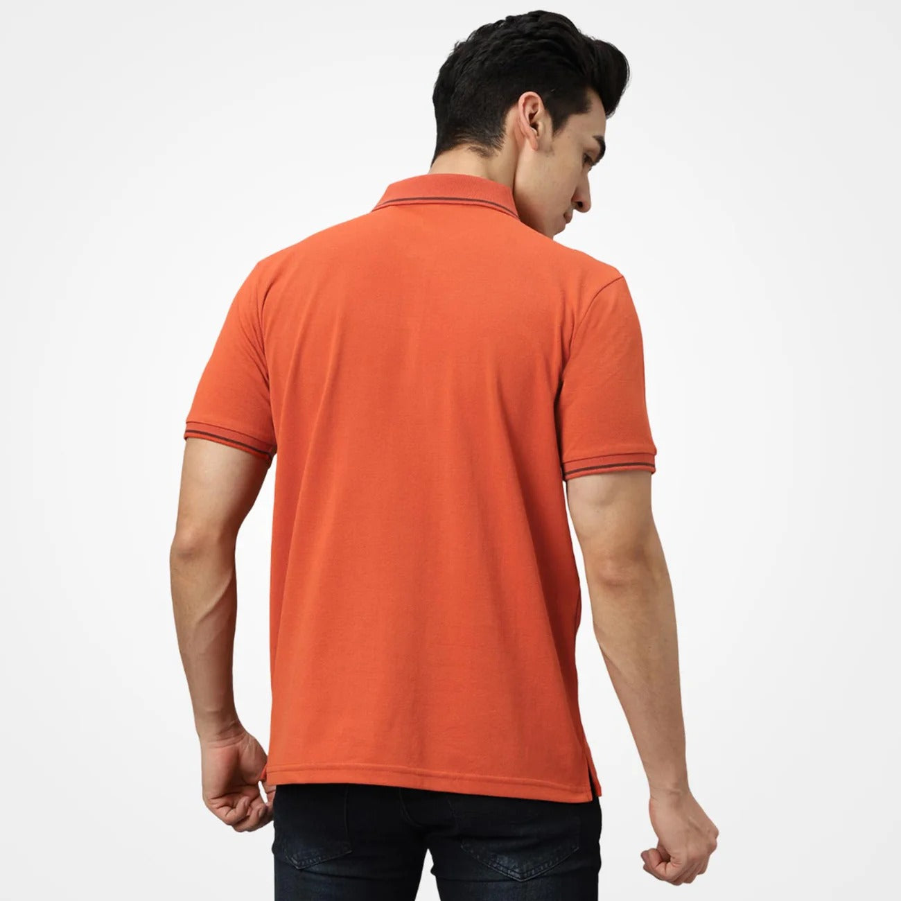 Tistry Men's Premium Rust Orange Polo T-Shirt | Cotton Blend | Regular Fit | Half Sleeve Casual Polo Tee