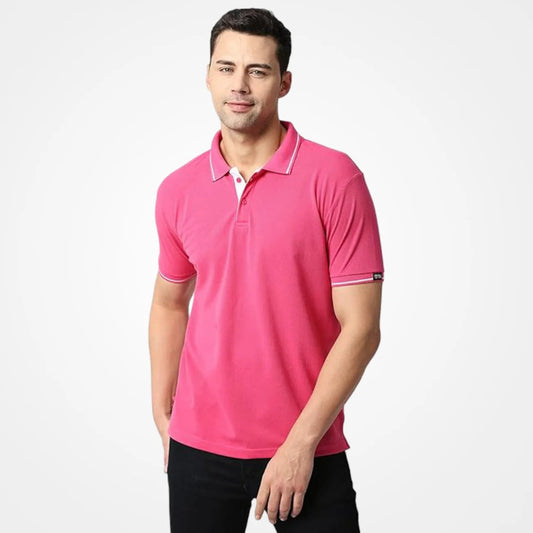 Tistry Men's Premium Onion Pink Polo T-Shirt | Cotton Blend | Regular Fit | Half Sleeve Casual Polo Tee