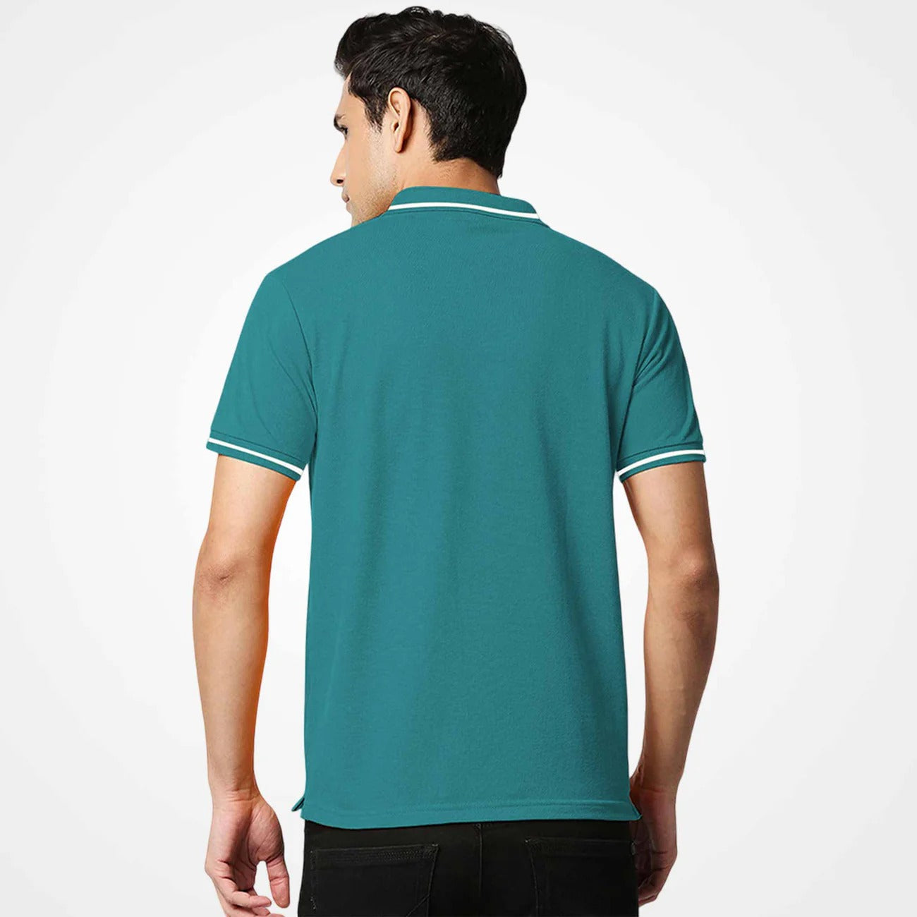 Tistry Men's Premium Teal Blue Polo T-Shirt | Cotton Blend | Regular Fit | Half Sleeve Casual Polo Tee